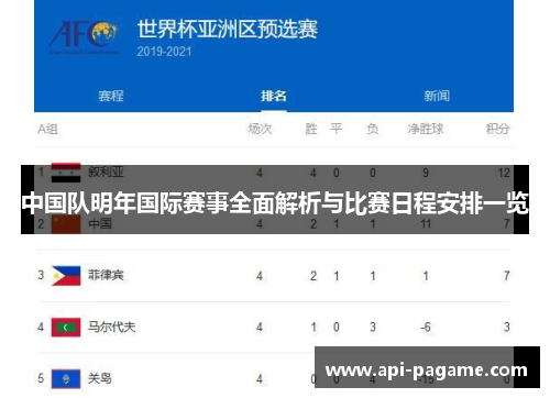 中国队明年国际赛事全面解析与比赛日程安排一览